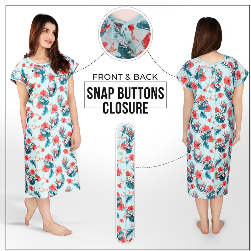 Utopia Care Women's Hospital Gown Soft Comfortable and Stylish Patient Gown, Large-X-Large, Floral Blue - Image 2
